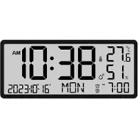 24hShop Digital väggklocka med datum, temperatur och fuktighetsmätare - Svart