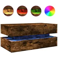 vidaXL Kaffebord med LED-belysning, Rökfärgad Ek, 90X50X40 Cm