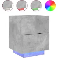 vidaXL Nattduksbord med LED, Betonggrå, Träbaserat Material