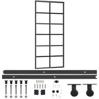 vidaXL Skjutdörr med beslagset ESG glas och aluminium 90x205 cm