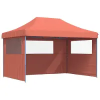 vidaXL Pop-Up hopfällbart partytält med 3 sidoväggar terrakotta