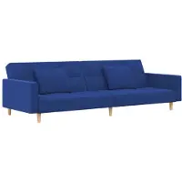 vidaXL Bäddsoffa 2-sits med två kuddar blå tyg