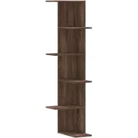 vidaXL Vägghylla hörn brun ek 36,5x36,5x140 cm konstruerat trä