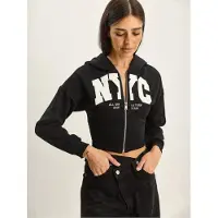 Bianco Huvtröja med tryck Slim Fit Crop Cardigan