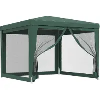 vidaXL Partytält med 4 Nätväggar, Grön, 3x3 M, HDPE