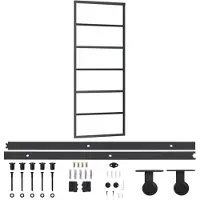 vidaXL Skjutdörr med beslagset ESG glas och aluminium 76x205 cm