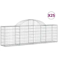 vidaXL Gabioner bågformade 25 st 200x30x60/80 cm galvaniserat järn
