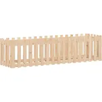 vidaXL Odlingslåda med staket-design 200x50x50 cm massiv furu