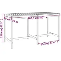 vidaXL Trädgårdsbord 203,5x90x110 cm massivt douglasträ