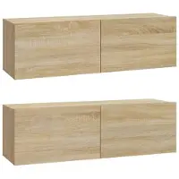 vidaXL Väggmonterade tv-bänkar 2 st 100x30x30 cm konstruerat trä