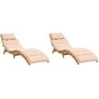 vidaXL Solsängar med dynor 2 st beige massivt akaciaträ