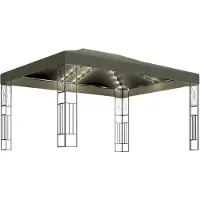 vidaXL Paviljong med ljusslinga LED 3x4 m taupe tyg