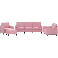 vidaXL Soffgrupp med dynor 4 delar rosa sammet
