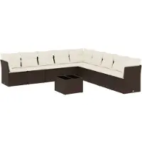 vidaXL Loungegrupp 10 delar med brun dynor konstrotting