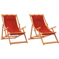 vidaXL Hopfällbara strandstolar 2 st röd tyg
