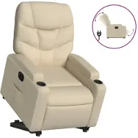 vidaXL Elektrisk reclinerfåtölj med uppresningshjälp gräddvit tyg