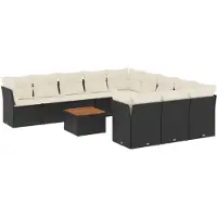 vidaXL Loungegrupp med dynor 12 delar svart konstrotting