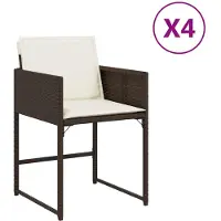 vidaXL 4-pack Trädgårdsstolar med Kuddar, Stolar med Ryggstöd, Matstolar, Terrassmöbler, Patio, 365003