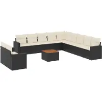 vidaXL Loungegrupp med dynor 12 delar svart konstrotting