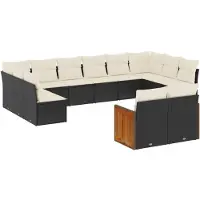 vidaXL Loungegrupp med dynor 12 delar svart konstrotting
