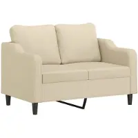 vidaXL 2-sitssoffa gräddvit 120 cm tyg