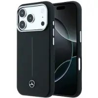 Mercedes läderfodral med halvomslag i Iconic Line med MagSafe för iPhone 17 Pro Max – Svart