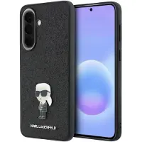 Karl Lagerfeld – metallnål med glitter & Ikonik-logotyp för Samsung Galaxy A57 5G – svart