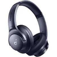 Soundcore Q20i - Hörlurar med mikrofon - fullstorlek - Bluetooth - trådlös, kabelansluten - aktiv brusradering - 3,5 mm kontakt - marinblå