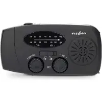 Ginza.se Nedis Nödradio | Bordsdesign | AM / FM | Accu Powered / Handvev / USB ström | Svart