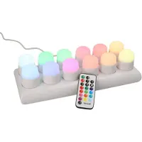 Securit AMSTERDAM LED-värmeljus 12 RGB-färger IP54, 12 st. + laddningsstation