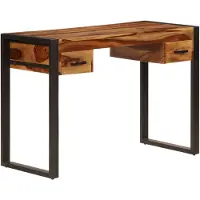 vidaXL Skrivbord med 2 lådor 110x50x77 cm massivt sheshamträ