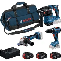 Bosch Gsb18v-65+gbh18v-22+gws18v-11+3x5.0ah Elektriskt Verktygssats