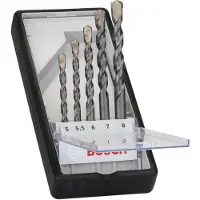 Bosch 2607010526 Hårdmetall Betong-spiralborr set 5 delar 5 mm, 5.5 mm, 6 mm, 7 mm, 8 mm Cylinderskaft 1 set