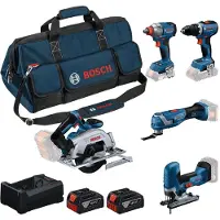 Bosch Kit18v:gsr+gdx+gks+gop+gst+2x5.0+gal Elektriskt Verktygssats