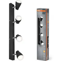 Osram takstrålare PEAR, svart, 4 lampor, GU10-LED 2 700 K PEAR, Svart, Syntetmaterial