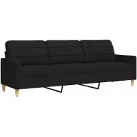 Super Merchant Vidaxl Soffa 3-sitsig, Svart, 210 cm, Klädd i Tyg