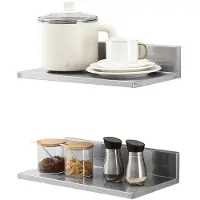 Vevor 8,6" x 16" hylla i rostfritt stål, väggmonterade flytande hyllor med backsplash, 44 lbs lastkapacitet kommersiella hyllor, Heavy Duty förvaringsställ för restaurang, kök, bar, hem och hotell