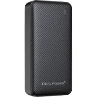 RealPower Powerbank 20.000 mAh Quick Charge, Power Delivery USB-A, USB-C Svart