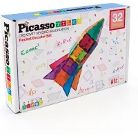 PicassoTiles Rocket Booster Magnetic Tiles set 32pcs, Picasso