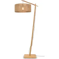 Good&Mojo GOOD MOJO Iguazu båglampa natur cylinder Ø50 cm, Creme / bärnsten, Vardagsrum / matsal, Textil / tyger / siden, Golvlampa