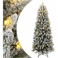 Plastgran med 300 LEDs och snö 180 cm