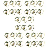 Torribaly Servettring Golden Pearl Flower Servettringar Set med 30 Metallservetthållare för Bröllopsfest Middagsbordsdekoration