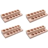Exogio 4X 11 Holes Wooden Essential Oil Tray Handmade Natural Wood Display Rack Demonstration Station for 5-15Ml Bottles