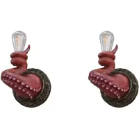 Torribaly 2X Vägglampa Bläckfisk Vintage Tentakelform Vägglampa Realistisk Harts Djur LED Sconce Hemgångsstång Dekorativt Ljus