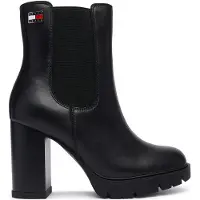 Tommy Hilfiger Tommy Jeans Leather High Block Heel Chelsea Boots