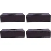 Exogio 4X Portable Leather Rectangular Tissue Cover Box Holders Case Pumping Paper Hotel Home Car Gift Brown