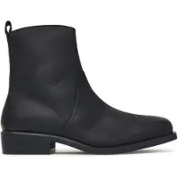 Tommy Hilfiger Leather Topstitch Zip Up Biker Boots