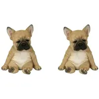 Typecat 2X Fransk Bulldog Skulptur Prydnad Hund Staty Staty Utomhus TräDgård Dekor Present - Sittande Hund