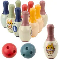 Leantoys Lean Toys Bowlingspel för barn med kattungemotiv, 10 käglor, 2 klot