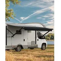 Vevor Motoriserad Husbilsmarkis Komplett Kit, 19' Infällbar Markis med Aluminiumram, Markis för Utomhusvagn, Passar De flesta Husbilar (Black Fade)
